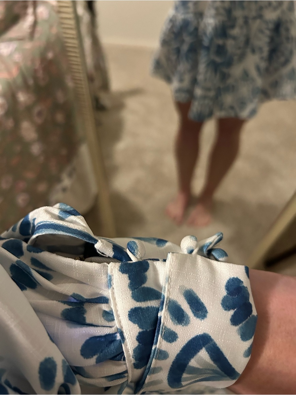 Avenue Blue and White Floral Tie-Dye Belted Mini Dress - Picture 3 of 9